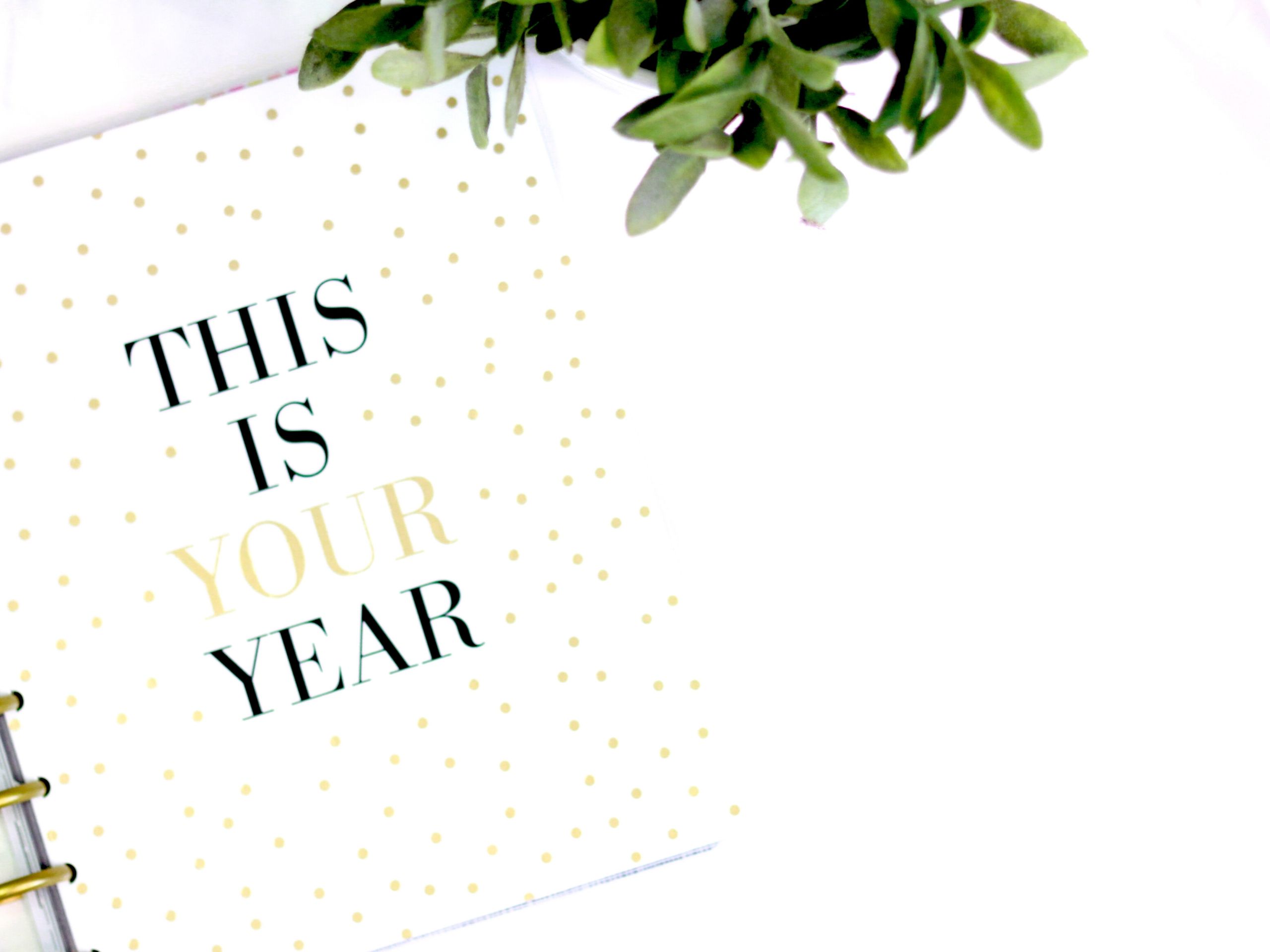 Planner book with gold dots and cover statement as This Is Your Year